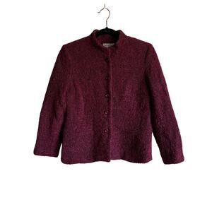 Vintage Gianni Wine Merlot Burgundy Tweed Knit Blazer Size S (approx.)